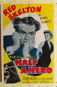 a422 HALF A HERO one-sheet movie poster '53 Red Skelton, Jean Hagen