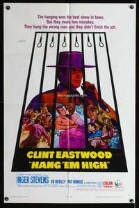 a428 HANG 'EM HIGH one-sheet movie poster '68 Clint Eastwood classic!