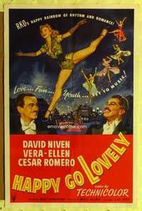 a431 HAPPY GO LOVELY one-sheet movie poster '51 David Niven, Vera-Ellen