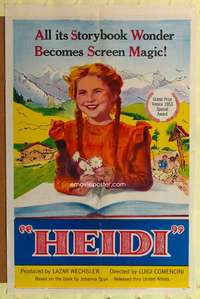 a442 HEIDI one-sheet movie poster '54 Swiss children's classic!