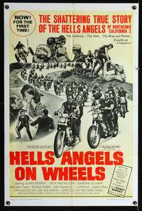 a443 HELLS ANGELS ON WHEELS one-sheet movie poster '67 biker gangs!