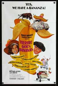 a444 HERBIE GOES BANANAS one-sheet movie poster '80 Volkswagen Beetle!