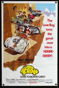 a445 HERBIE GOES TO MONTE CARLO one-sheet movie poster '77 Volkswagen!