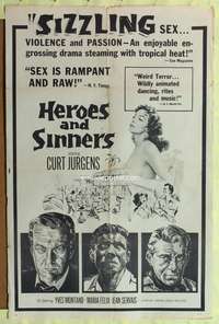 a447 HEROES & SINNERS one-sheet movie poster '55 Montand, sizzling sex!