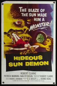 a449 HIDEOUS SUN DEMON one-sheet movie poster '59 Robert Clarke, horror!