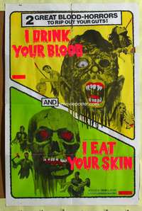 a472 I DRINK YOUR BLOOD/I EAT YOUR SKIN one-sheet movie poster '71 horror!