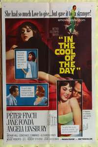 a478 IN THE COOL OF THE DAY one-sheet movie poster '63 Jane Fonda, Finch