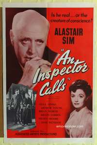 a485 INSPECTOR CALLS one-sheet movie poster '54 Alastair Sim, Priestley