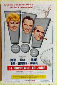 a492 IT HAPPENED TO JANE one-sheet movie poster '59 Doris Day, Jack Lemmon