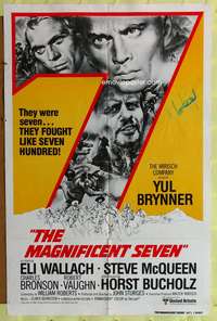 a587 MAGNIFICENT SEVEN int'l one-sheet movie poster R80 Yul Brynner, McQueen