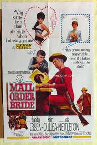 a588 MAIL ORDER BRIDE one-sheet movie poster '64 Buddy Ebsen, Keir Dullea