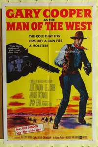 a593 MAN OF THE WEST one-sheet movie poster '58 tough Gary Cooper!