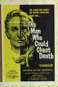 a594 MAN WHO COULD CHEAT DEATH one-sheet movie poster '59 Hammer, Lee