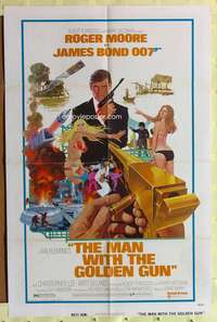 a596 MAN WITH THE GOLDEN GUN one-sheet movie poster '74 Moore as James Bond