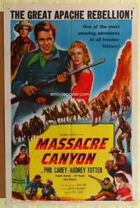 a603 MASSACRE CANYON one-sheet movie poster '54 Phil Carey, Audrey Totter