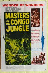 a604 MASTERS OF THE CONGO JUNGLE one-sheet movie poster '60 Africa!