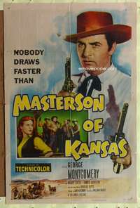 a605 MASTERSON OF KANSAS one-sheet movie poster '54 George Montgomery