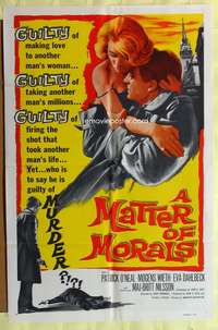 a607 MATTER OF MORALS one-sheet movie poster '61 Pat O'Neal, Maj-Britt