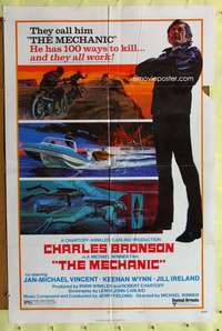 a609 MECHANIC style B one-sheet movie poster '72 Charles Bronson, Vincent