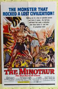 a619 MINOTAUR one-sheet movie poster '61 sword & sandal, Bob Mathias