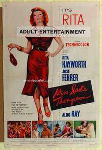 a626 MISS SADIE THOMPSON one-sheet movie poster '54 smoking Rita Hayworth!