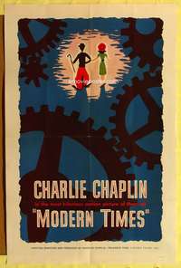 a631 MODERN TIMES one-sheet movie poster R59 classic Charlie Chaplin!