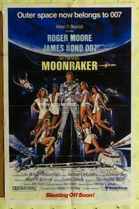 a635 MOONRAKER advance one-sheet movie poster '79 Moore as James Bond!