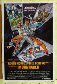 a636 MOONRAKER int'l style B one-sheet movie poster '79 Moore as Bond!