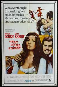 a639 MORE THAN A MIRACLE one-sheet movie poster '67 Sohpia Loren, Sharif