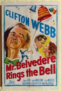 a643 MR BELVEDERE RINGS THE BELL one-sheet movie poster '51 Clifton Webb