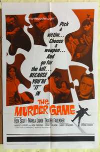 a650 MURDER GAME one-sheet movie poster '65 English, go for the kill!