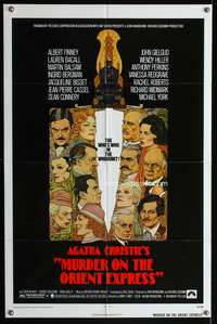 a651 MURDER ON THE ORIENT EXPRESS one-sheet movie poster '74 Amsel art!