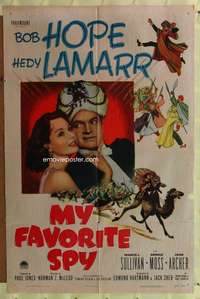 a655 MY FAVORITE SPY one-sheet movie poster '51 Bob Hope, Lamarr