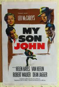 a658 MY SON JOHN one-sheet movie poster '52 Communist Robert Walker!