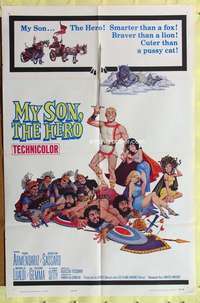 a659 MY SON THE HERO one-sheet movie poster '63 sword & sandal!