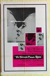 a877 THOMAS CROWN AFFAIR one-sheet movie poster '68 Steve McQueen, Dunaway