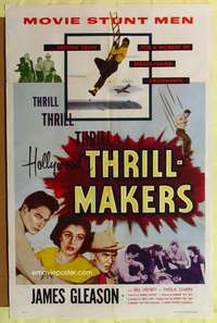 a458 HOLLYWOOD THRILL MAKERS one-sheet movie poster '54 movie stunt men!