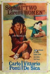 a908 TWO WOMEN one-sheet movie poster '62 Sophia Loren, Vittorio De Sica