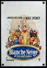 f130 SNOW WHITE & THE SEVEN DWARFS linen Belgian movie poster R50s