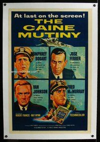 f328 CAINE MUTINY linen one-sheet movie poster '54 Humphrey Bogart, Ferrer