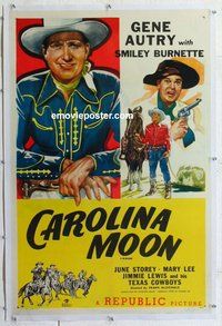 f330 GENE AUTRY stock 1sh '47 art of Gene Autry, Smiley Burnette, Carolina Moon!