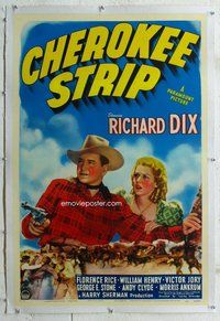 f332 CHEROKEE STRIP linen one-sheet movie poster '40 Richard Dix western!