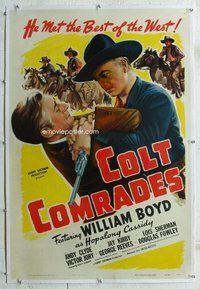 f336 COLT COMRADES linen one-sheet movie poster '43 Boyd as Hopalong Cassidy!