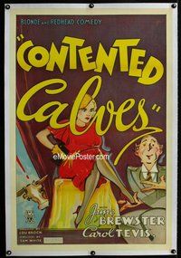 f338 CONTENTED CALVES linen one-sheet movie poster '34 June Brewster