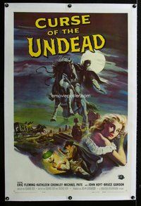 f342 CURSE OF THE UNDEAD linen one-sheet movie poster '59 lustful fiend!