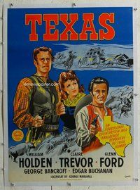 f116 TEXAS linen Danish movie poster '41 William Holden, Wenzel art!