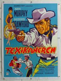 f189 TEXICAN linen Danish movie poster '66 Audie Murphy, cool artwork!