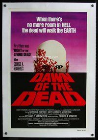 f344 DAWN OF THE DEAD linen one-sheet movie poster '79 George Romero