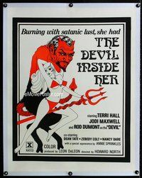 f270 DEVIL INSIDE HER linen 26x36 movie poster '77 sexy!