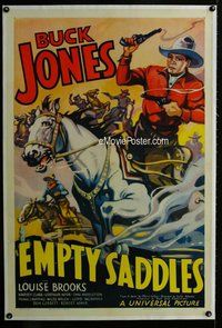 f350 EMPTY SADDLES linen one-sheet movie poster '36 Buck Jones, Louise Brooks